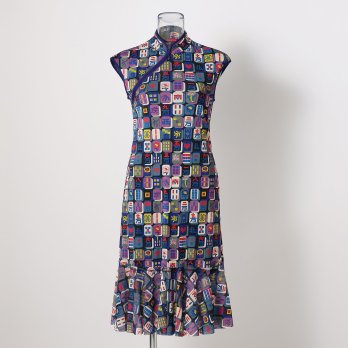 MAHJONG PRINT ON STRETCH NET ドレス｜VIVIENNE TAM（ヴィヴィアン