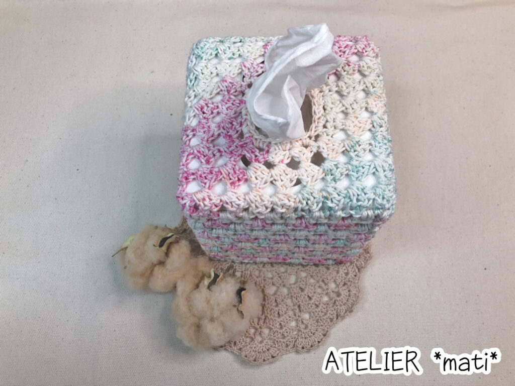 かぎ針無料編み図＆編み方動画】グラニースクエアのハーフボックス