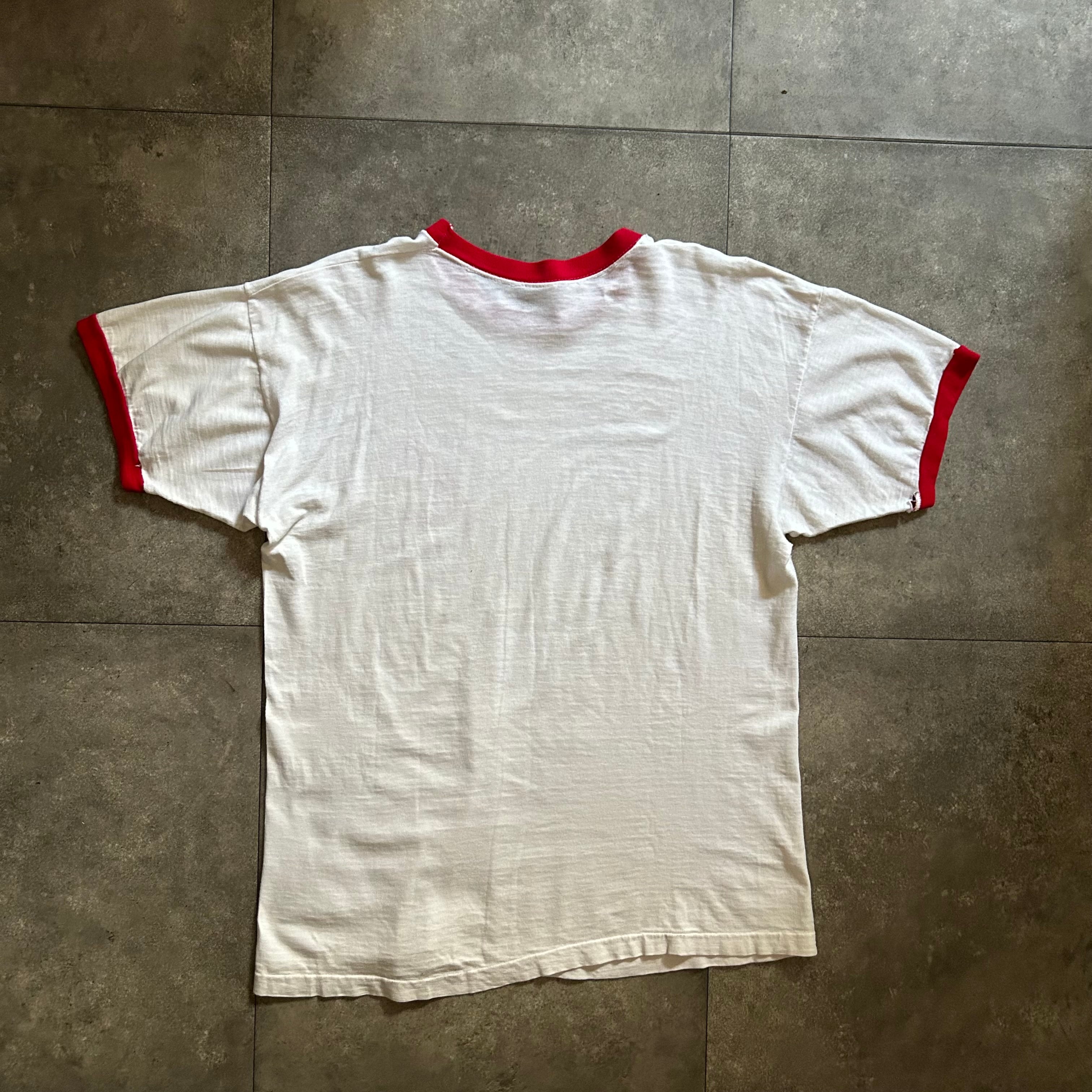 60s チャンピオン リンガーtシャツ USA製 染み込みプリント XL相当