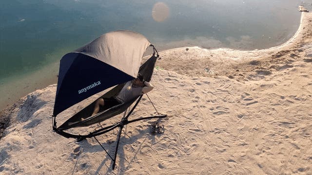 3秒で設置できるファミリーサイズハンモックスタンド「anymaka